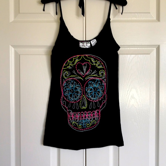A Fine Mess Tops - Sugar skull strappy top